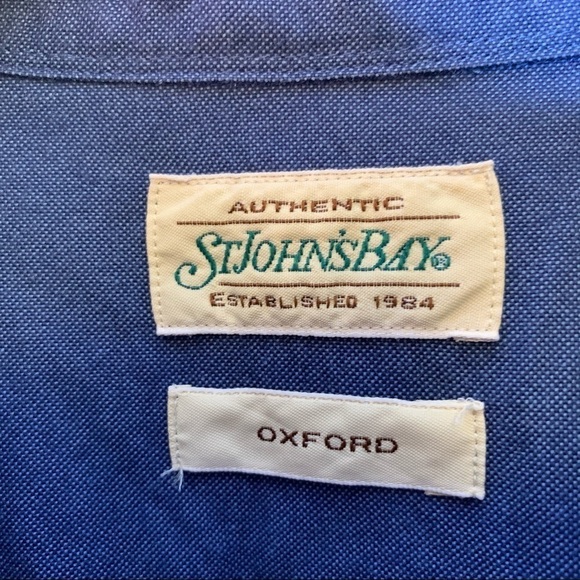 St Johns Bay Oxford Shirt Size XLXT Blue Button‎ Down Blue Office 100% Cotton - Picture 3 of 5